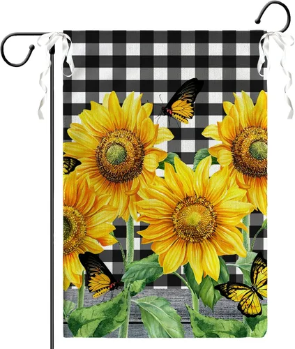 Vista 17 de Bandera patriótica de jardín del 4 de julio para exteriores, banderas de jardín de independencia americana, 12 x 18 pulgadas, decoración