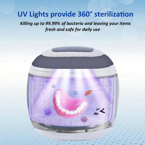 Vista 3 de Limpiador ultrasónico de retención 2025 mejorado con ventilador de secadora, cápsula de limpieza dental ultrasónica UV de 45 kHz, máquina limpiador