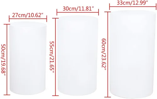 Vista 6 de 3 piezas de soporte de cilindro redondo directo decorativo blanco para decoración de eventos, soporte de pedestal de pilar de hierro, columnas