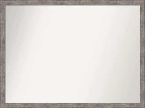 Vista 212 de Amanti Art Silver Bathroom Mirror for Over Sink, 26x45 Custom Made Marred Pewter Rectangle Vanity Mirror, Oversize Casual Wood Frame, Hangs Estaño