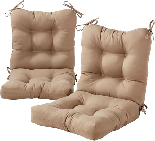 Vista 27 de Cojines para silla de exterior con bisagras, diseño de una sola pieza, cojín reversible para asiento y respaldo de patio con lazos, tela de Aloha