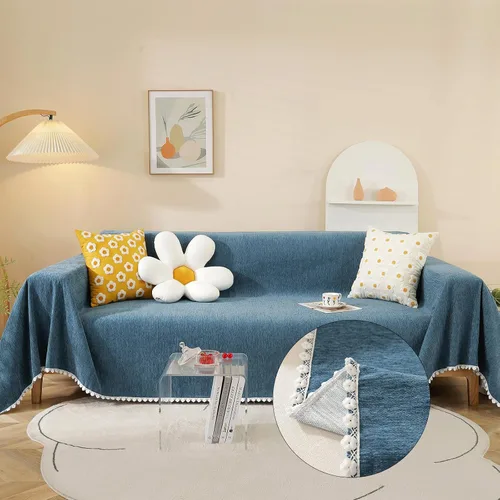 Vista 52 de HANDONTIME Fundas de Sofá Sillón Funda de Sofá Boho para Perros Caqui Funda de Sofá con Borlas Silla Reclinable Funda de Futón Lavable 1 Cojín Sofá