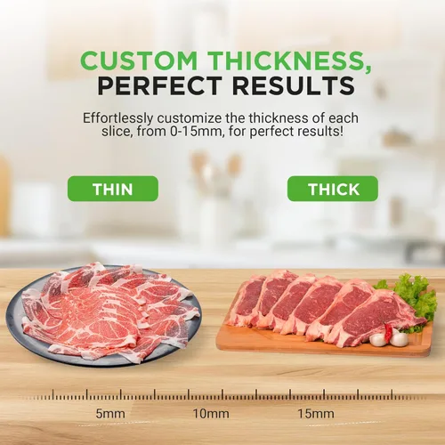 Vista 4 de NutriChef Cortador de carne eléctrico Cortador automático de carne, delicatessen y pan de 200W Selector ajustable para rango de corte de 0-15mm