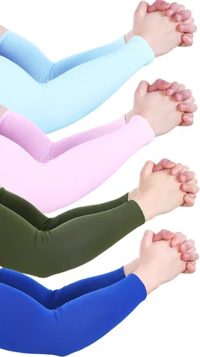 Vista 4 de 8 pares de mangas de enfriamiento unisex con protección UV para brazo de seda de hielo