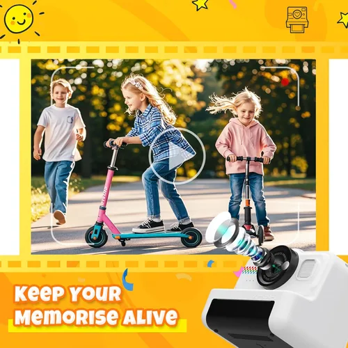 Vista 4 de Cámara de Impresión Instantánea HiMont para Niños, Cámara Digital HD 1080P para Niños con 3 Rollos de Papel de Impresión y Tarjeta de 32GB, Juguetes