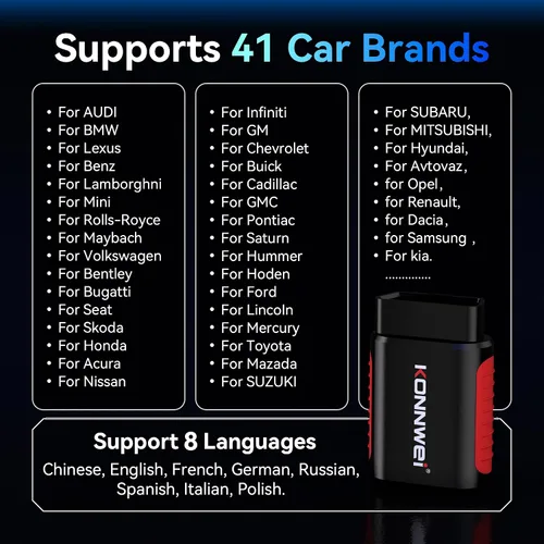 Vista 9 de KONNWEI Escáner OBD2 Bluetooth – Herramienta de diagnóstico de sistema completo con control bidireccional, restablecimiento de aceite/EPB/DPF/BMS