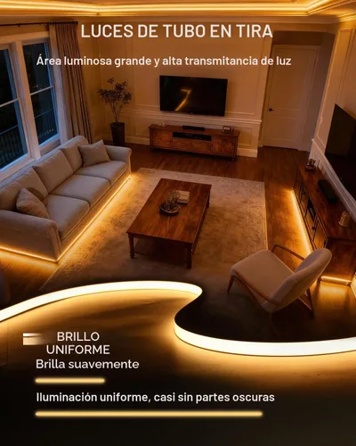 Vista 4 de Tira de luces LED de 9.8 pies, 110-120 V, cuerda de luces de neón de silicona regulables, tira de luces de neón flexibles e impermeables para blanco