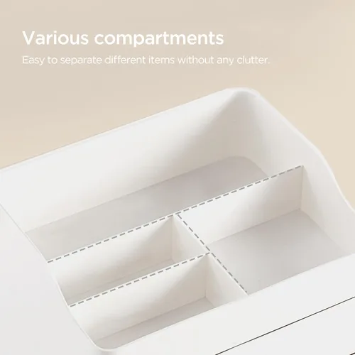 Vista 3 de HBlife Organizador de maquillaje para tocador con 2 cajones, organizador grande de cosméticos para encimera de baño, almacenamiento para el cuidado