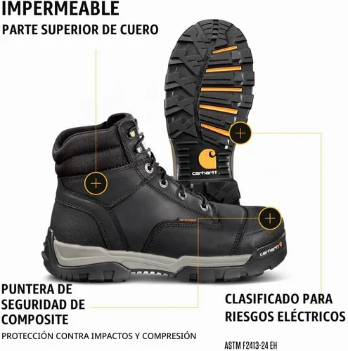 Vista 3 de Carhartt Men's Ground Force 6” Waterproof Composite Toe Boot Negro
