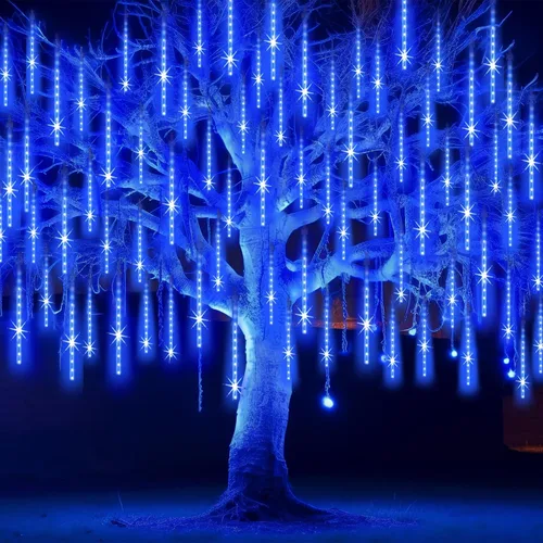 Vista 15 de EAGWELL Luces de lluvia navideñas para exteriores de 12 pulgadas, 10 tubos