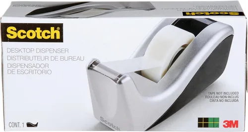 Vista 6 de Scotch Dispensador de cinta adhesiva para escritorio Silvertech de dos tonos (C60-ST)