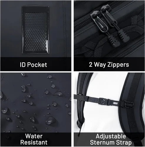 Vista 34 de MIER Mochila deportiva grande con compartimento para zapatos, resistente y resistente al agua, azul marino, 45L