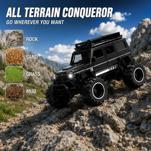 Vista 2 de 1:64 Mini RC Crawler Car, camión de control remoto de aleación con control de aplicación, controlador de 2.4 GHz, 3 modos de velocidad, luces LED
