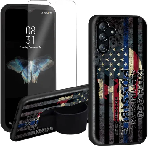 Vista 7 de Funda para Samsung Galaxy A13 5G 2021/Samsung A04s con soporte para el dedo para teléfono, correa de mano elástica, funda de TPU a prueba de golpes
