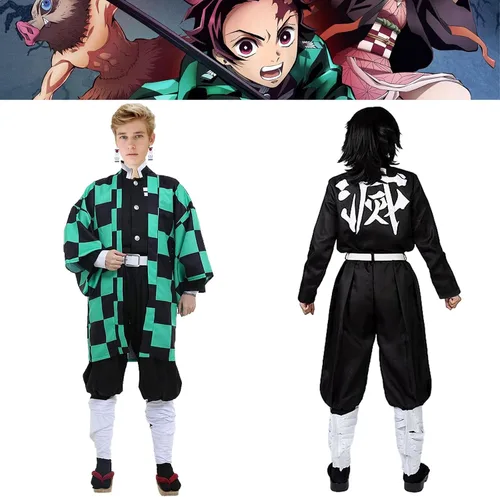 Vista 2 de Kitimi Kamado Anime Cosplay Costume Kimono Outfit, Anime Costume Adult Halloween Costume, Halloween Costume for Women Men