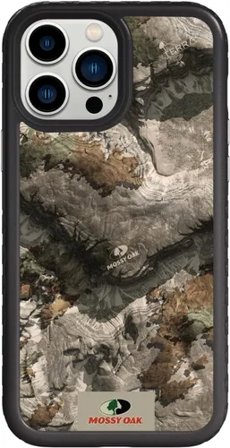 Vista 32 de cellhelmet Mossy Oak Agua Yellowfin Funda de doble capa en morado lila diseñada para iPhone 13 Pro Max a prueba de golpes y caídas, duradera