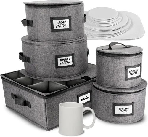 Vista 21 de HOMELUX THEORY 8 piezas de contenedores de almacenamiento de porcelana de carcasa dura, almacenamiento de tazas, copas de vino, utensilios