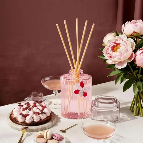 Vista 7 de COCORRÍNA Difusor de aceite con aroma a flor de peonía, 6.09 onzas líquidas 8 cañas, fragancia para el hogar de larga duración, decoración de 2-Rosa