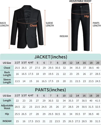 Vista 7 de PLAVICT Trajes de niño de 5 piezas, cintura ajustable, conjunto formal para niños
