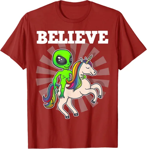 Vista 73 de Believe Space Alien Riding Unicorn - Camiseta de regalo divertida, Negro, S