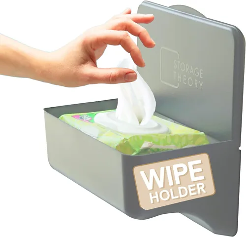 Vista 10 de Soporte para toallitas para baño – Organizador adhesivo de montaje en pared para toallitas húmedas – Estante de toallitas de inodoro de baño