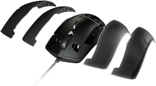 Vista 3 de ASUS Ratón óptico ambidiestro para juegos – ROG Strix Evolve Ratón para juegos con cable para PC 7200 DPI, interruptores Omron 4 estilos