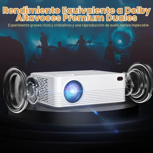 Vista 5 de Mini proyector, proyector portátil con WiFi y Bluetooth, proyector inteligente para exteriores con cable HDMI, 300 ANSI, corrección trapezoidal