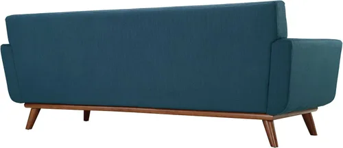 Vista 6 de Modway Engage - Sillón de una pieza tapizado con tela y sofá de dos piezas de estilo de mediados de siglo, Tela, Celeste