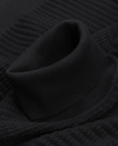 Vista 3 de Suéter de cuello alto para hombre, ajustado, cuello alto, suéter de manga larga, suéter térmico