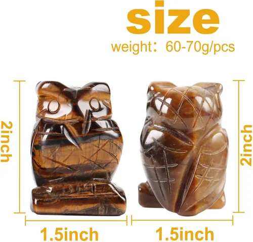 Vista 4 de Regalos de búho para mujeres, regalos de buena suerte, figura de búho de 1.5 pulgadas, regalos de graduación para ella, él, ojo de tigre