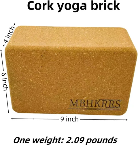 Vista 2 de Bloque de yoga – Bloque de corcho de grano fino, equipo de yoga, accesorio de gimnasio en casa, herramienta de pilates, ligero para viajes