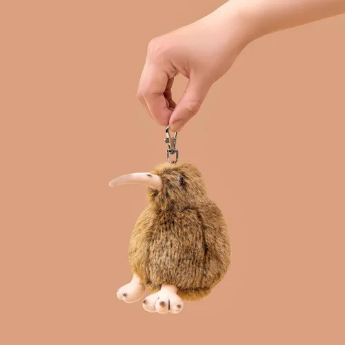 Vista 5 de Peluche de pájaro pequeño kiwi, animal de peluche realista de pájaro kiwi marrón de 5 pulgadas, lindo pájaro kiwi llavero de peluche como regalo
