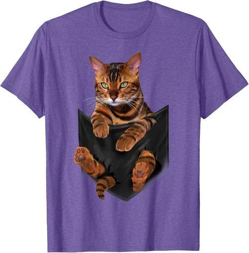 Vista 6 de Camiseta de bolsillo con estampado de tigre y gato Negro
