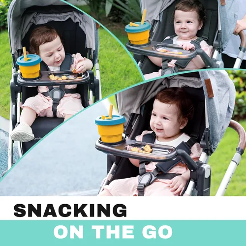 Vista 6 de Bandeja de aperitivos para UPPAbaby Vista/Vista V2/Vista V3/Cruz/Cruz V2/RumbleSeat/RumbleSeat V2, bandeja para cochecito con portavasos y cuenco