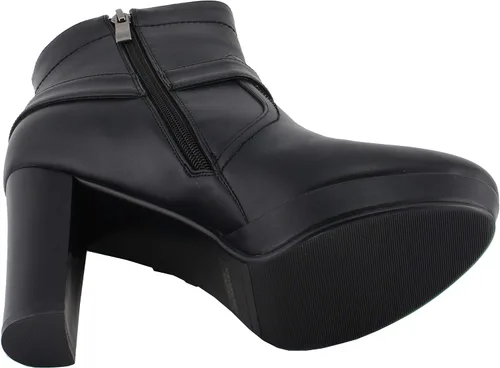 Vista 2 de Milwaukee Leather MBL9432 - Botines negros con arnés para mujer con tacón de bloque