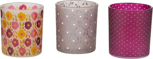 Vista 7 de Pavilion - Bandeja para velas de vidrio esmerilado floral pintada a mano, 7.25 pulgadas