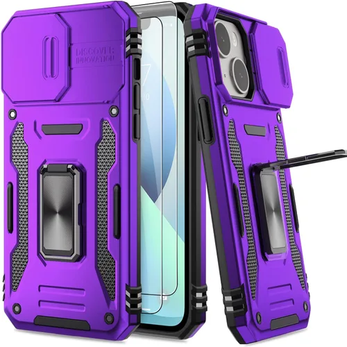 Vista 11 de Funda para iPhone 13 Pro con protector de pantalla, cristal transparente, antiamarillo, acrílico resistente, funda protectora de grado militar