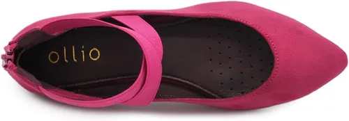 Vista 6 de Ollio Zapatos planos de ballet con correa elástica de gamuza sintética para mujer F167