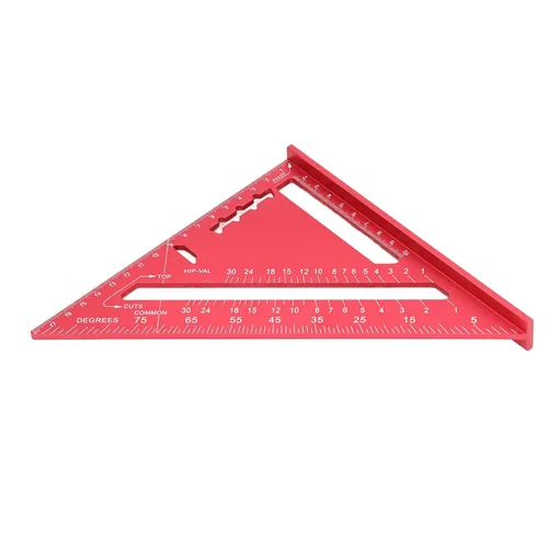 Vista 5 de ViaGasaFamido Carpintero triangular Die Cast aleación de aluminio Rafter 7 pulgadas Layout Tool Triángulo Regla transportador para medir el marcado