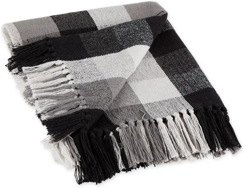 Vista 20 de DII Buffalo Check Collection - Manta rústica de granja con borlas, 50 x 60 pulgadas, color negro y blanco
