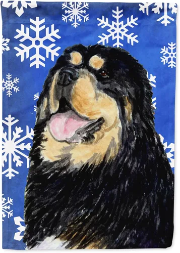 Vista 260 de Caroline's Treasures SC9374GF Bulldog English Snow flakes Holiday Garden Flag Buzón Bandera decorativa para patio exterior, patio, obras de arte