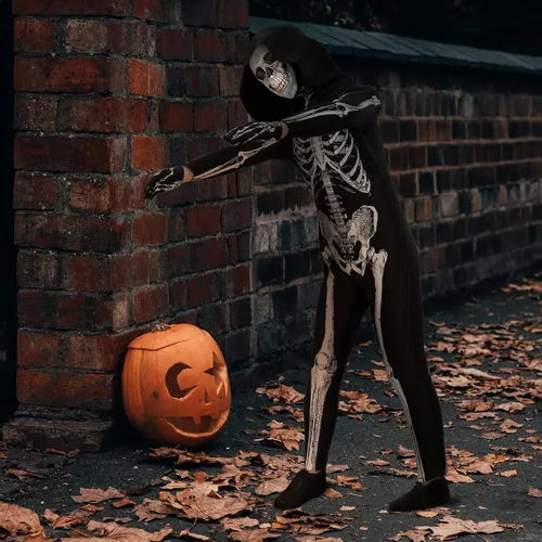 Vista 3 de Cupohus' Unisex Skeleton Jumpsuit - Scary Black and White Halloween Jumpsuit Costume