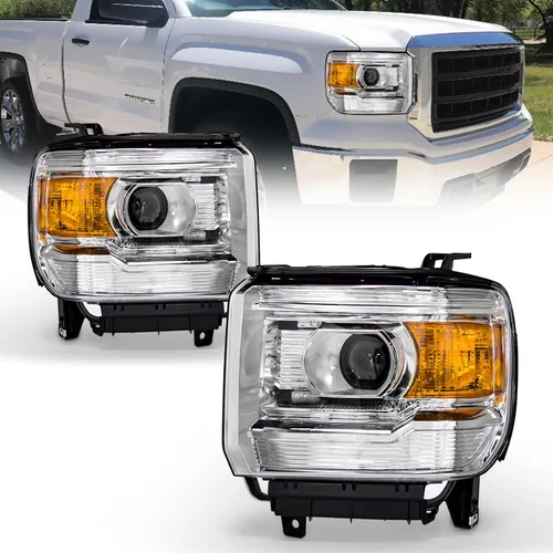Vista 10 de AS Conjunto de faros delanteros compatible con 2007 2008 2009 2010 2011 2012 2013 2014 Sierra/07-13 GMC Sierra 1500/07-14 GMC Sierra 1500HD 2500HD