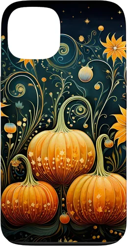 Vista 7 de Funda floral para iPhone 16 Pumpkins Vintage Otoño Otoño