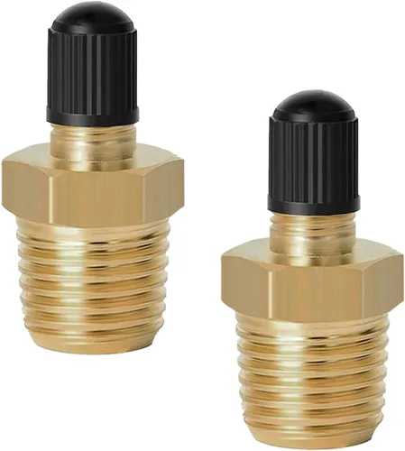 Vista 7 de 2 piezas de adaptadores de inflador de aire de latón, 1/4 NPT (M) a válvula Schrader estándar (M), conector de inflador de neumáticos apto