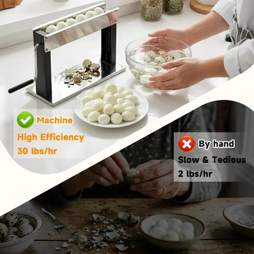 Vista 3 de Máquina peladora de huevos de codorniz manual de codorniz, desgranadora de huevos de codorniz doméstica para cáscara de huevos de codorniz hervido