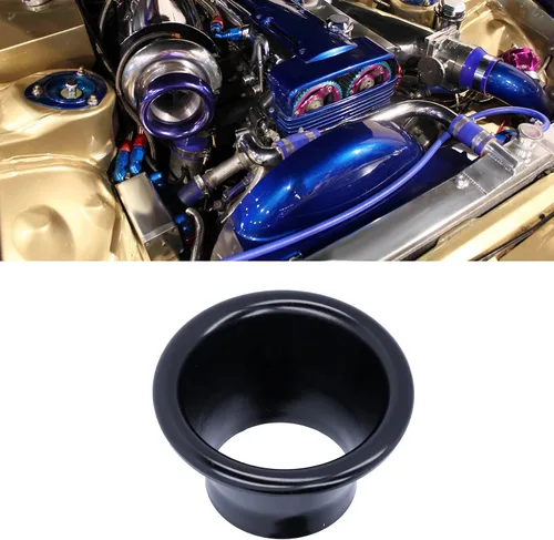 Vista 3 de Cuerno Turbo, 2.6in CNC de aluminio de entrada de aire frío Turbo Horn Velocity Stack Adapter Coche Modificación Parte (negro)