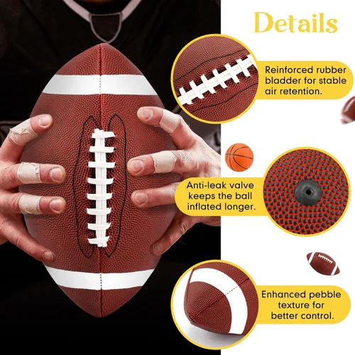 Vista 4 de RoundFunny Juego de 6 pelotas deportivas con bombas, tamaño oficial, pelotas de fútbol y baloncesto, a granel para entrenamiento y práctica, uso
