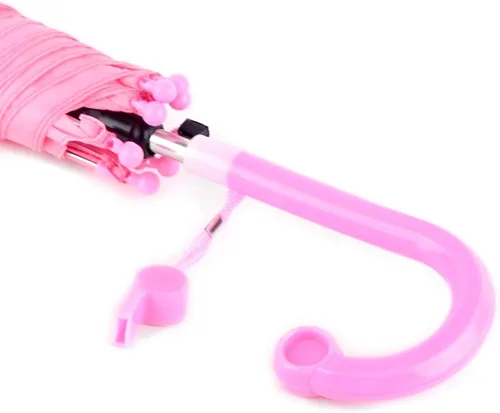 Vista 5 de BG Sombrilla ligera de color rosa sólido para niños con silbato novedoso
