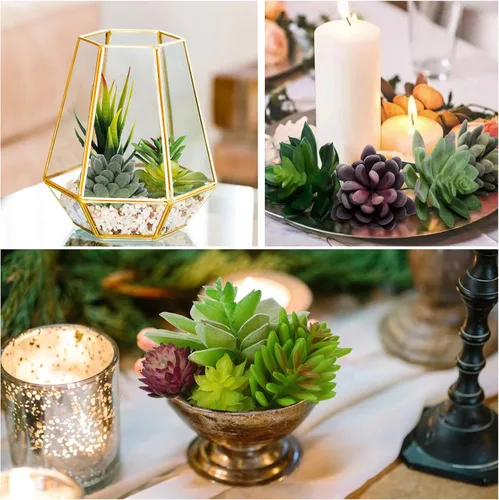 Vista 2 de Anoak Plantas suculentas artificiales, juego de 16 piezas de suculentas falsas sin maceta, decoración floral de alta calidad para decoración floral